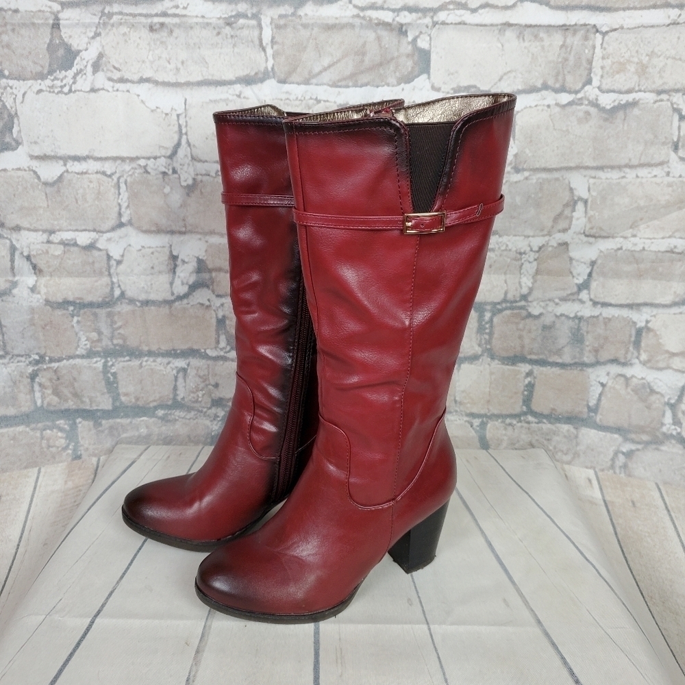 Vangelo Donna Mid Calf Heeled Dress Boot Bordo Red 37/6.5 - Picture 7 of 16